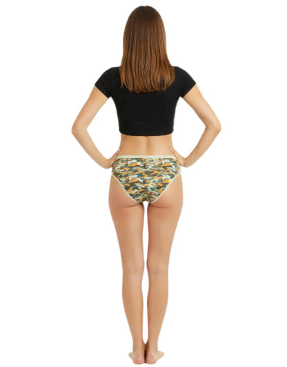 PACK OF 5 SUPER SOFT COTTON STRETCH PRINTED BIKINI BRIEFS -GREEN ARMY